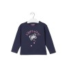 T-shirt bambina in cotone tinta unita a maniche lunghe con stampa frontale Losan 216-1681AL