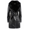 CAPPOTTO DONNA TIPO CHIODO IN ECOPELLE CON PELLICCIA SUL COLLO YES ZEE O032/KT00 nero