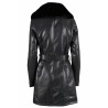 CAPPOTTO DONNA TIPO CHIODO IN ECOPELLE CON PELLICCIA SUL COLLO YES ZEE O032/KT00 nero