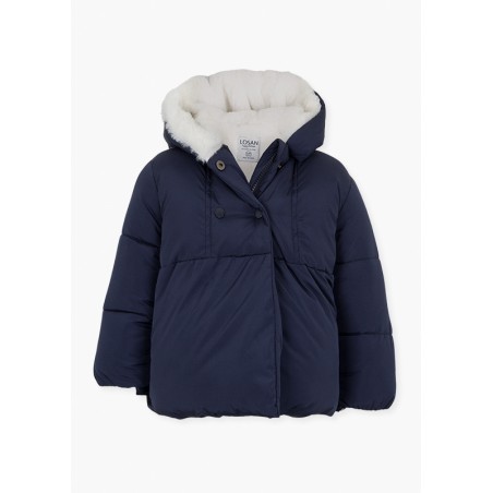 LOSAN 128-2005AL PARKA DI COLORE BLU NAVY CON CAPPUCCIO REMOVIBILE