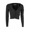 MAGLIA DONNA CARDIGAN CORTO, INSERTI IN PIZZO YES ZEE M094/IQ00 0801 nero