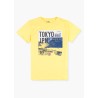 T-shirt da uomo a maniche corte in cotone tinta unita con stampa fotografica Losan 21K-1202AL