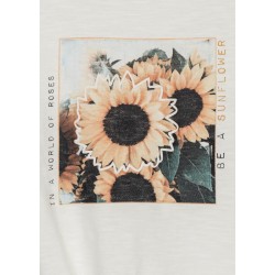 T-shirt da ragazza in cotone con stampa fotografica e nodo sul fondo Losan 21G-1025AL