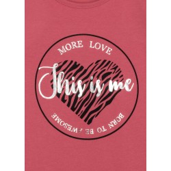 T-shirt da ragazza senza maniche in cotone tinta unita con stampa Losan 21G-1301AL