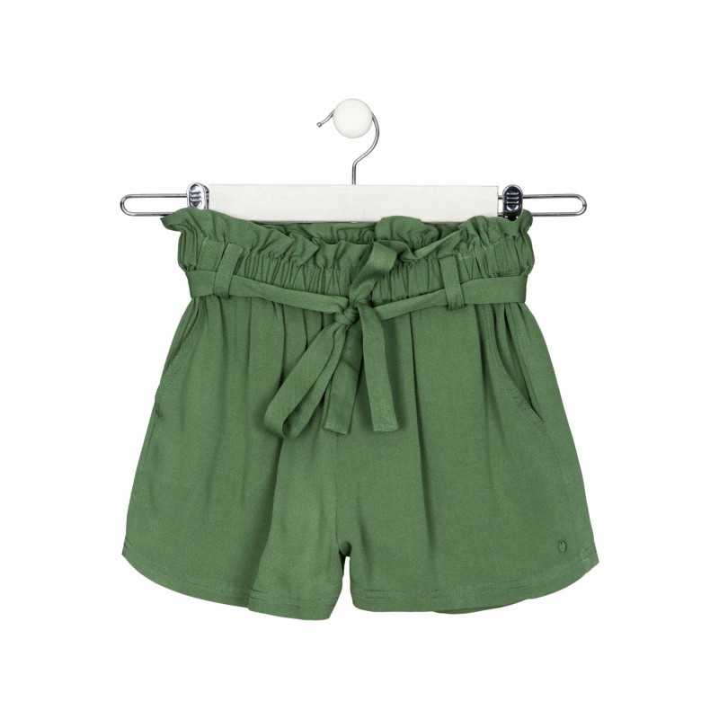 SHORT DA RAGAZZA IN VISCOSA CON ELASTICO IN VITA E CINTURA LOSAN 21G-9007AL