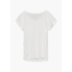 T-shirt da donna a manica corta a tinta unita con tasca con paillettes Losan 212-1001AL