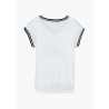 T-shirt da donna a maniche corte in tinta unita con scollo a v e stampa Losan 212-1023AL