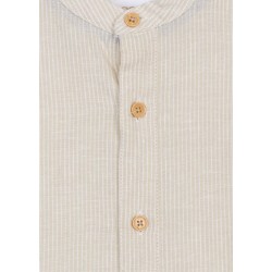 Camicia in lino a maniche lunghe con collo coreano da bambino Losan 215-3794AL