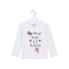 T-shirt bambina in cotone tinta unita a maniche lunghe con stampa frontale Losan 216-1680AL