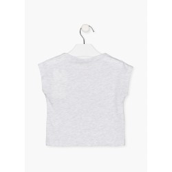 T-shirt bambina a maniche corte in cotone tinta unita con stampa Losan 216-1682AL