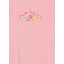 T-shirt da bambina a maniche corte in cotone tinta unita con stampa frontale Losan 216-1015AL