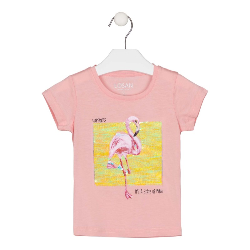 T-shirt da bambina a manica corta con paillettes Losan 216-1200AL