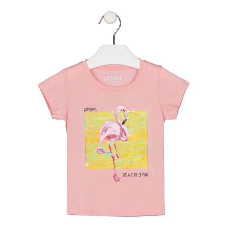 T-shirt da bambina a manica corta con paillettes Losan 216-1200AL