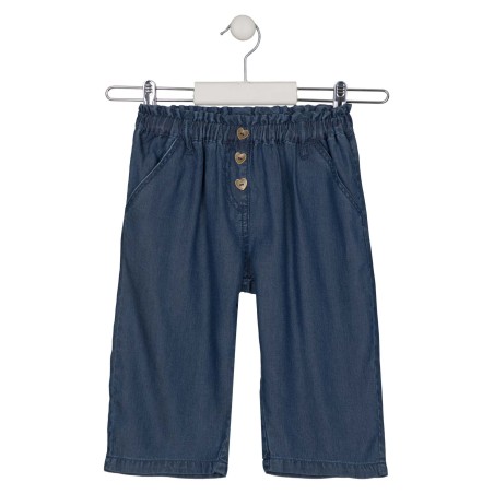 Pantalone da bambina in tencel denim con elastico in vita Losan 216-9007AL