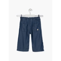 Pantalone da bambina in tencel denim con elastico in vita Losan 216-9007AL