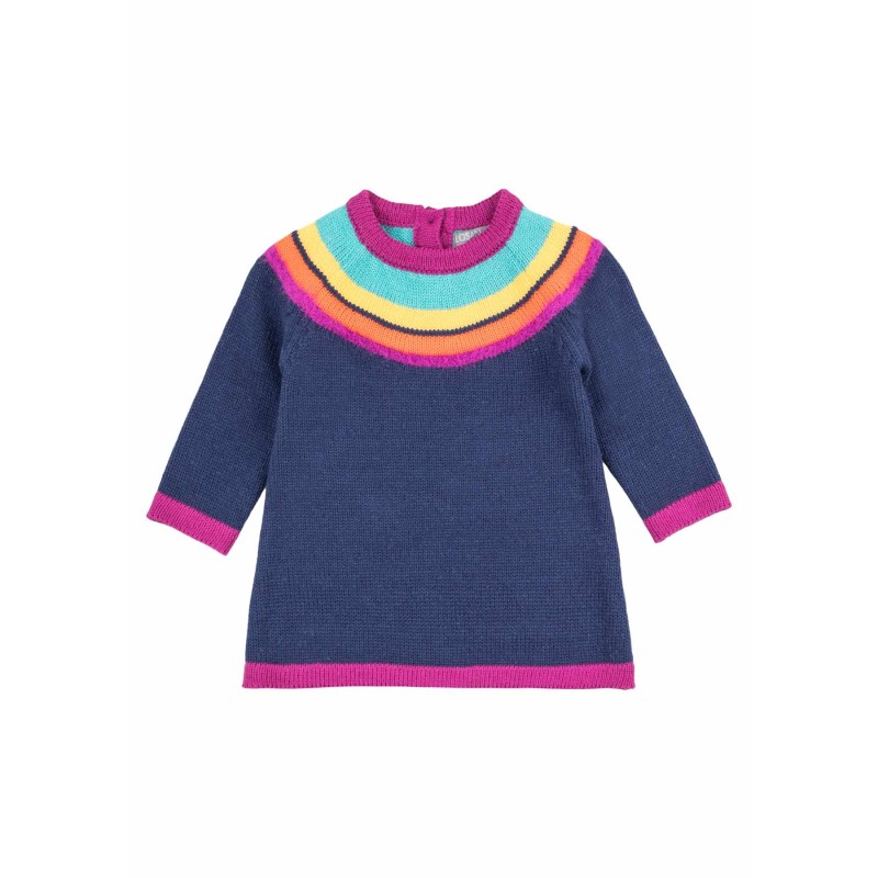 Abito a manica lunga in tricot - Neonata. - 228-7017AL - Blu chiaro