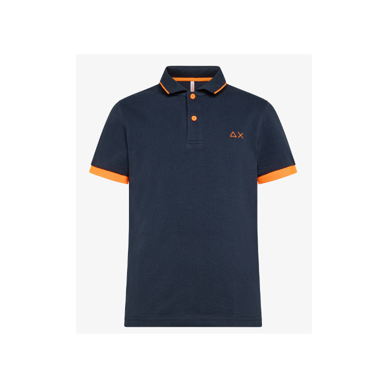 SUN68 - BOY'S POLO SMALL  STRIPE FLUO EL. - A33320 - Blu navy