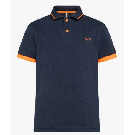 SUN68 - BOY'S POLO SMALL  STRIPE FLUO EL. - A33320 - Blu navy