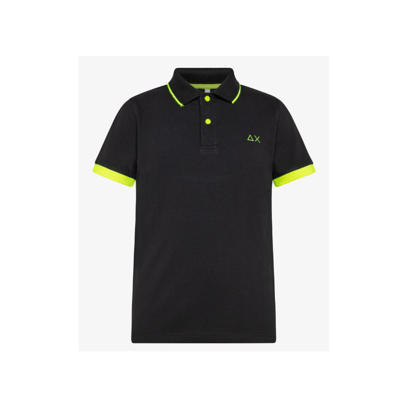 SUN68 - BOY'S POLO SMALL  STRIPE FLUO EL. - A33320 - Nero