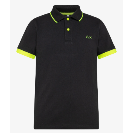 SUN68 - BOY'S POLO SMALL  STRIPE FLUO EL. - A33320 - Nero