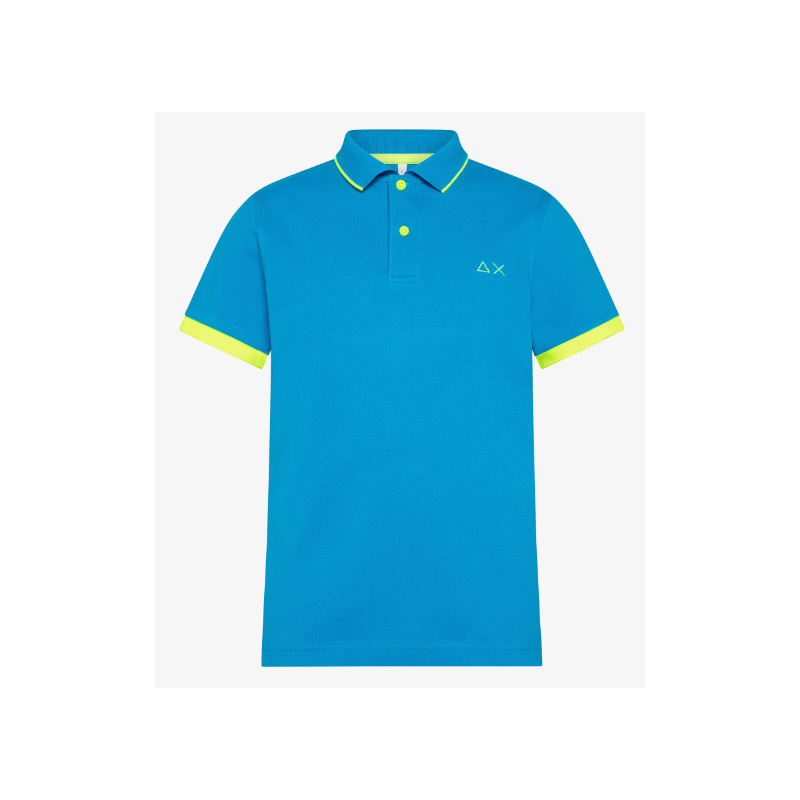 SUN68 - BOY'S POLO SMALL  STRIPE FLUO EL. - A33320 - Turchese