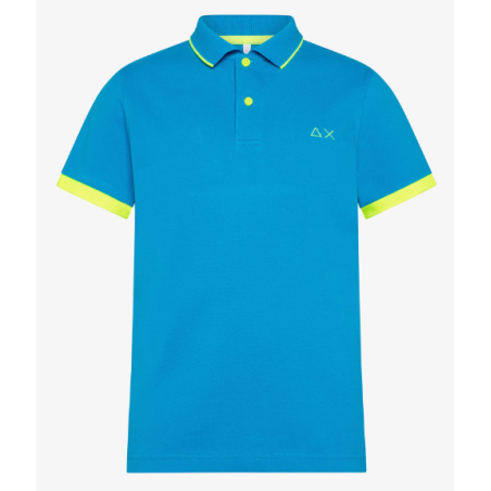 SUN68 - BOY'S POLO SMALL  STRIPE FLUO EL. - A33320 - Turchese