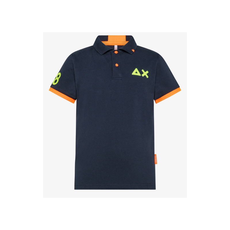 SUN68 - BOY'S POLO LOGO  FLUO EL. - A33322 - Blu navy