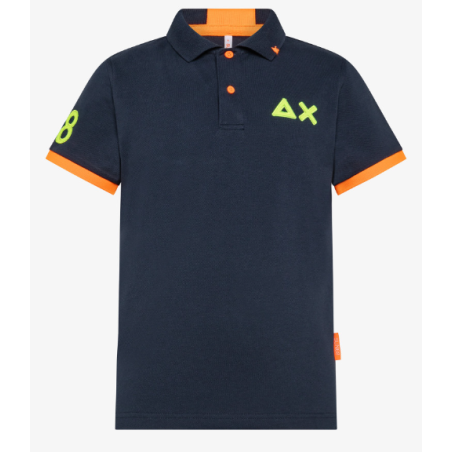 SUN68 - BOY'S POLO LOGO  FLUO EL. - A33322 - Blu navy