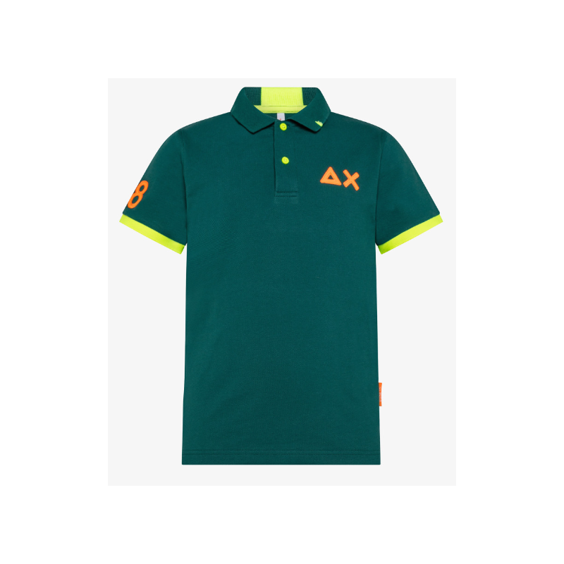 SUN68 - BOY'S POLO LOGO  FLUO EL. - A33322 - Verde prato