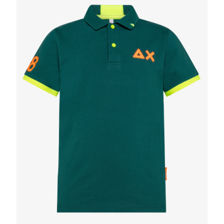 SUN68 - BOY'S POLO LOGO  FLUO EL. - A33322 - Verde prato