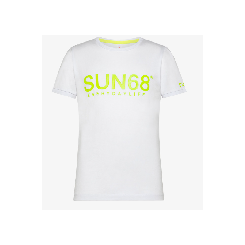 SUN68 - BOY'S T-SHIRT PRINT  FLUO - T33308 - Bianco