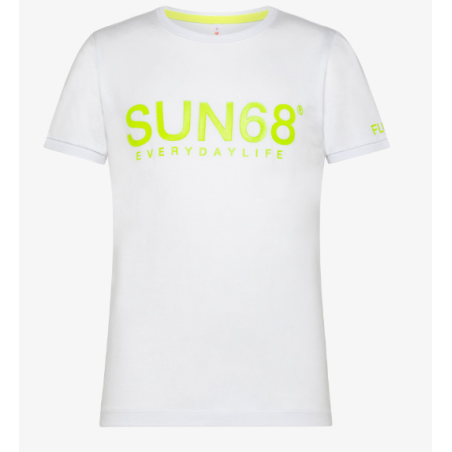 SUN68 - BOY'S T-SHIRT PRINT  FLUO - T33308 - Bianco