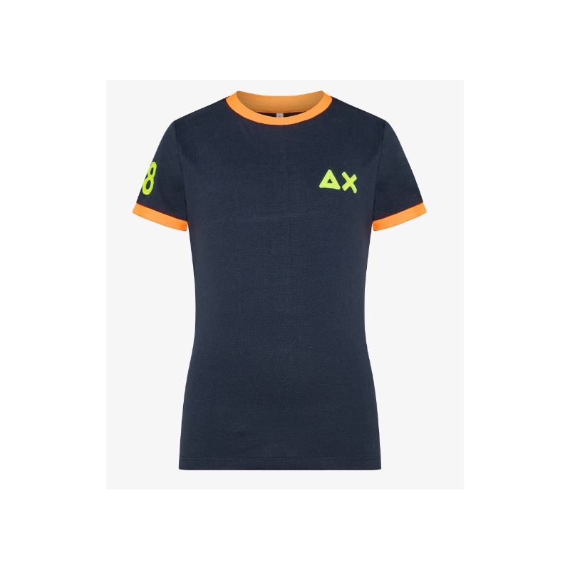 SUN68 - BOY'S T-SHIRT LOGO  FLUO - T33322 - Blu navy