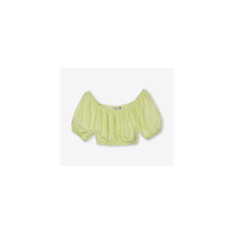 Top corto da bambina con maniche a palloncino daRagazza 834 verde 10047796 windo 834