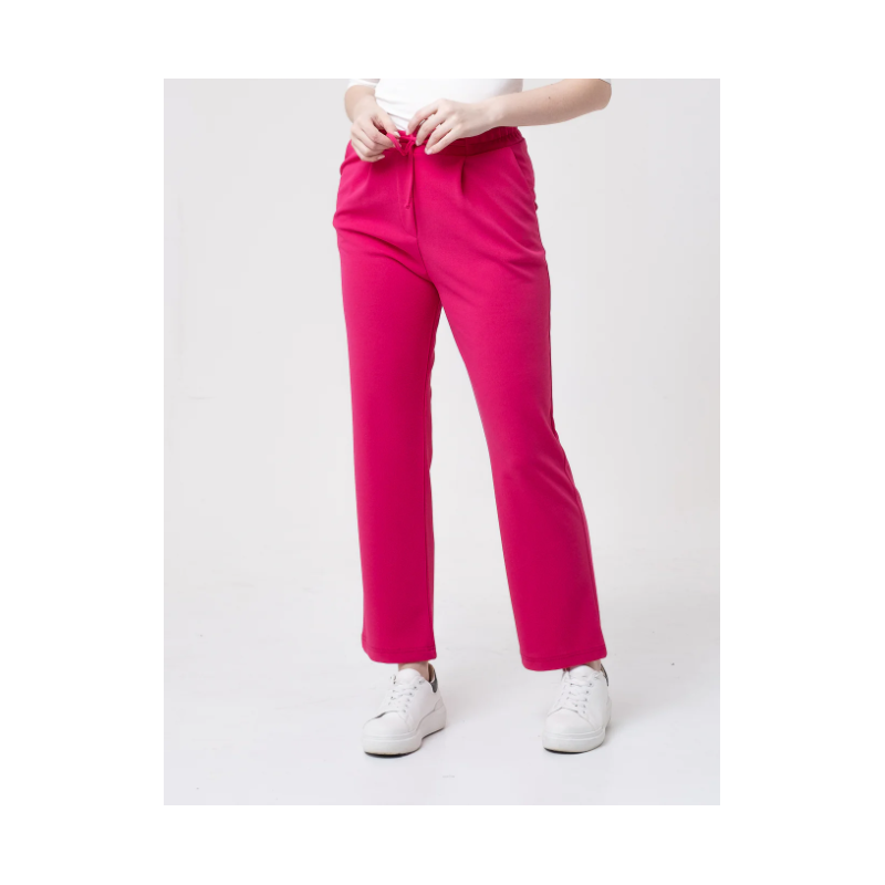 PANTALONE IN SCUBA CREPE CON LACCIO IN VITA da Donna Modello: P2350/215 IRIDA FUXIA Risskio