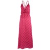 Abito scollato da donna modello sottoveste lungo in tessuto a fantasia A444/CT00  VARIANTE FUCSIA 2424 Yes Zee