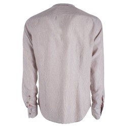 Camicia da uomo a maniche lunghe con collo piccolo alla francese e bottoni con effetto legno C505/UE00  VAR.MARRONE 2209 Yes Zee