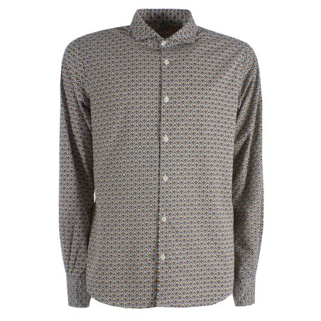 Camicia da uomo a maniche lunghe con collo piccolo alla francese e tessuto a fantasia C505/UO00  VARIANTE 2 2002 Yes Zee