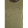 T-shirt da donna a girocollo con maniche corte a pipistrello e stampa sul davanti T229/TL00  VERDE MILITARE 0905 Yes Zee