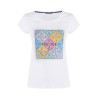 T-shirt da donna girocollo a maniche corte con stampa sul davanti T257/T903  BIANCO 0101 Yes Zee