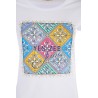 T-shirt da donna girocollo a maniche corte con stampa sul davanti T257/T903  BIANCO 0101 Yes Zee