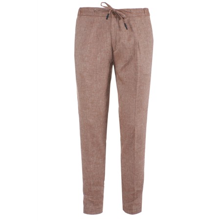 Pantalone da uomo in misto lino tipo chinos con vestibilità slim e coulisse          P698/DK00  ECRU 0250 Yes Zee