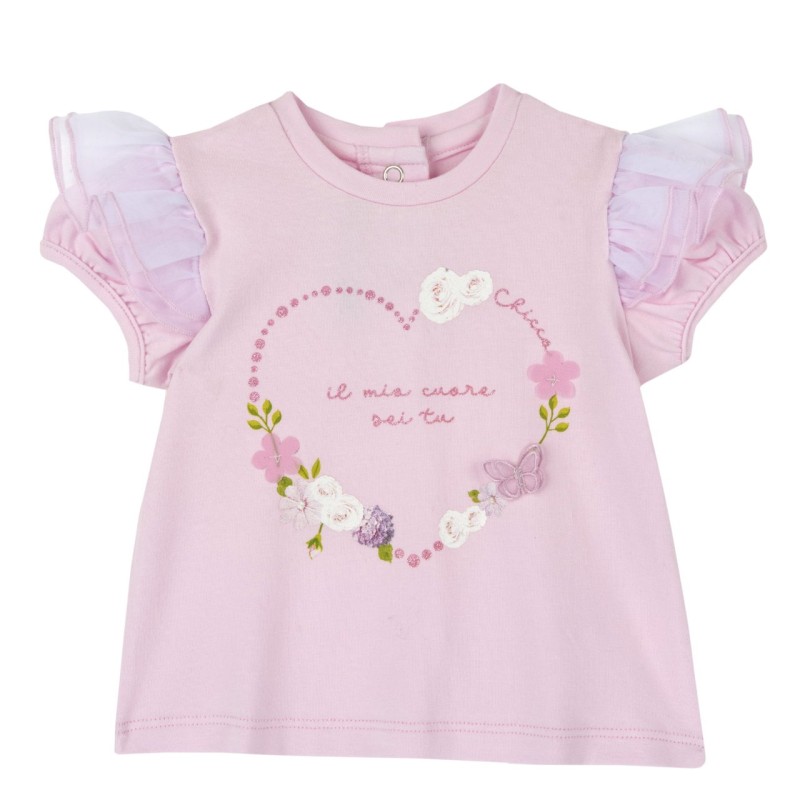 T-shirt con manica corta Cotone sostenibile Graziosa stampa e volant sulle maniche Neonata chicco 09000139000000 011 ROSA 011