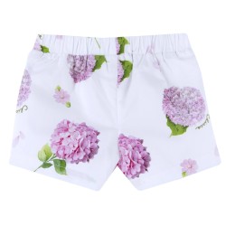 Pantaloni corti Cotone popeline Grazioso fiocchetto e fantasia con ortensie Comoda vita elasticizzata Chicco Neonata 09000140000