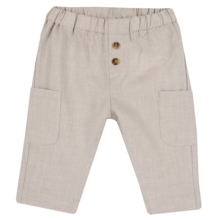 Pantaloni lunghi Tessuto Oxford Vita elasticizzata con graziosi bottoncini applicati Pratiche taschine laterali Chicco Neonato 0