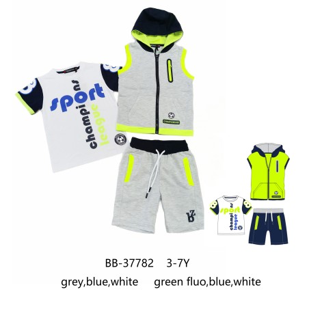 Boyzone BB-37782 Completo da bambino 3pz con gilet t shirt e pantaloncini