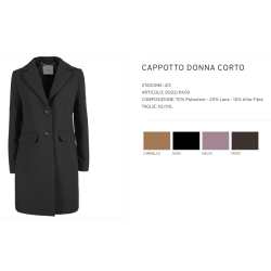 CAPPOTTO DONNA LUNGO  Yes Zee O022 KK00  a 0801 NERO Tessuto: 70%PL 20%WO 10%AF   Collezione autunno/inverno