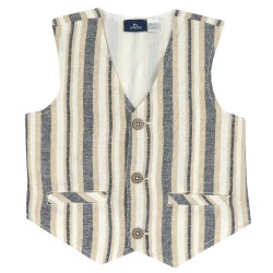 Gilet a righe in misto lino...