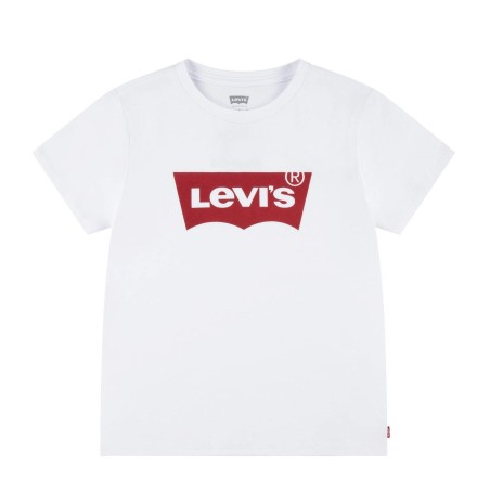 T-shirt girocollo a maniche corte di colore bianco con stampa batlogo rossa da bambina W5J 3EK825 Levi's