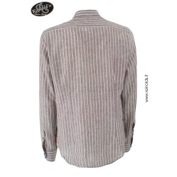 CAMICIA DA UOMO BACCHETTATA A MANICHE LUNGHE Yes Zee C521 UA00